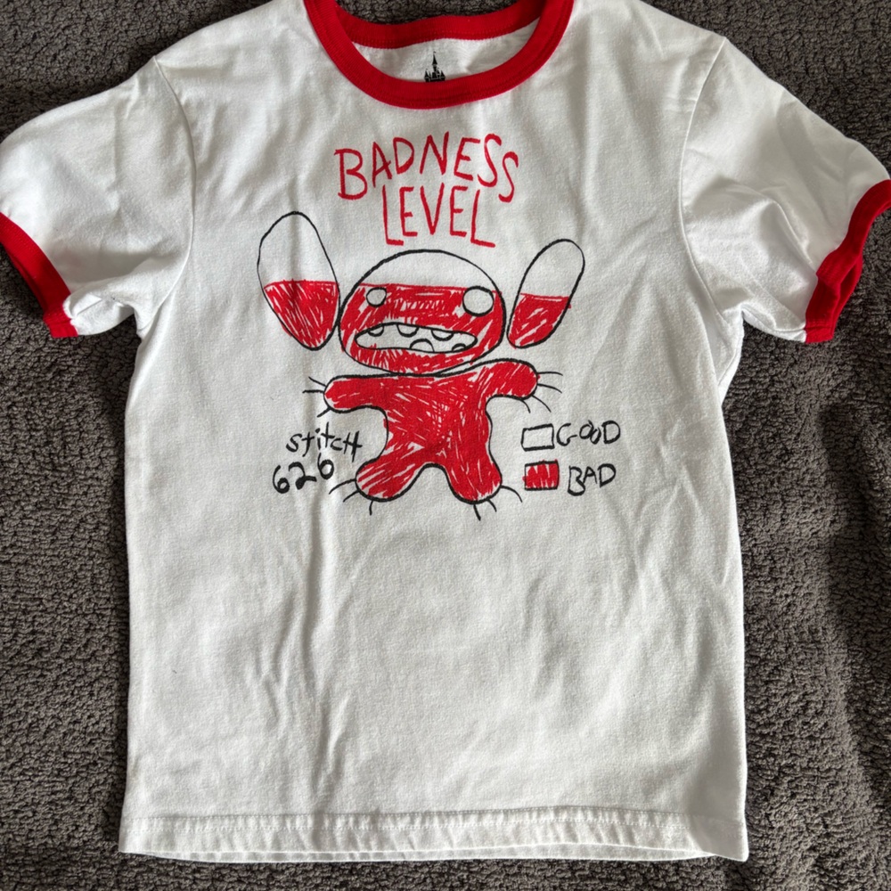 Disney Red and White Short Sleeve Tee with Festive Graphic